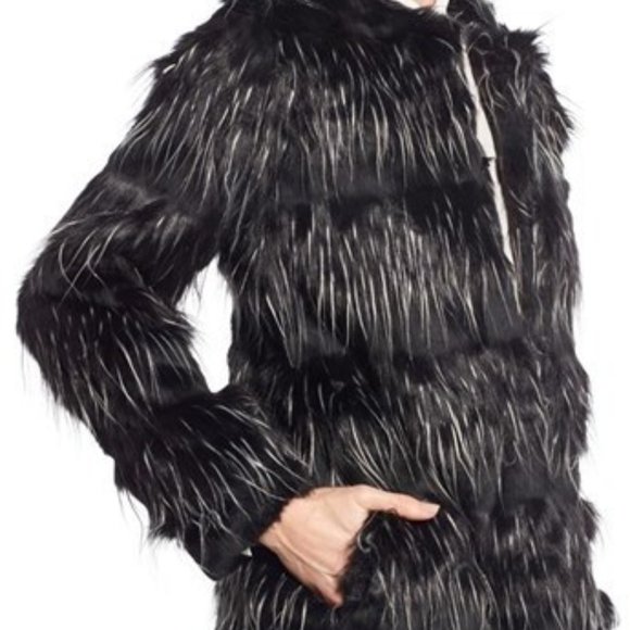 STEVE MADDEN Aesthetic Gothic Shaggy GLAM Faux Fur Coat Size M - Picture 10 of 11